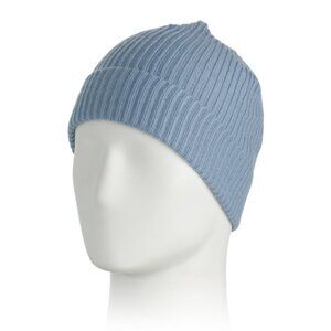 NEW PORTOLANO 3-ply Ribbed Beanie 100% extrafine merino  in blue unisex 1125 3t2